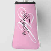 Zwart-wit Fancy Monogram Roze Golfheadcover (Draai 90)