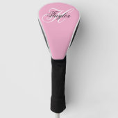 Zwart-wit Fancy Monogram Roze Golfheadcover (Voorkant)