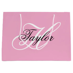 Zwart-wit Fancy Monogram Roze Groot Cadeauzakje