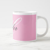 Zwart-wit Fancy Monogram Roze Grote Koffiekop (Rechts)