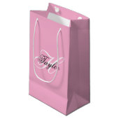 Zwart-wit Fancy Monogram Roze Klein Cadeauzakje (Voorkant Gekanteld)