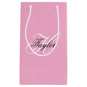 Zwart-wit Fancy Monogram Roze Klein Cadeauzakje