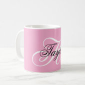 Zwart-wit Fancy Monogram Roze Koffiemok (Voorkant links)