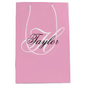Zwart-wit Fancy Monogram Roze Medium Cadeauzakje (Voorkant)