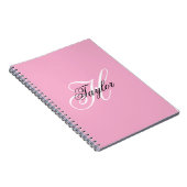 Zwart-wit Fancy Monogram Roze Notitieboek (Rechterzijde)