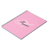 Zwart-wit Fancy Monogram Roze Notitieboek (Linkerzijde)