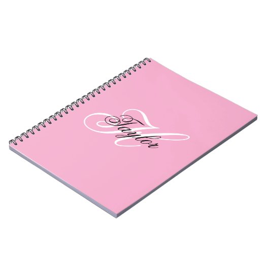 Zwart-wit Fancy Monogram Roze Notitieboek (Linkerzijde)
