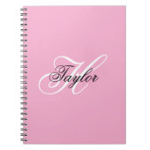 Zwart-wit Fancy Monogram Roze Notitieboek (Voorkant)