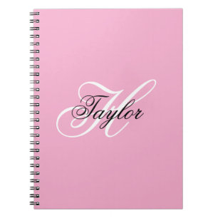 Zwart-wit Fancy Monogram Roze Notitieboek