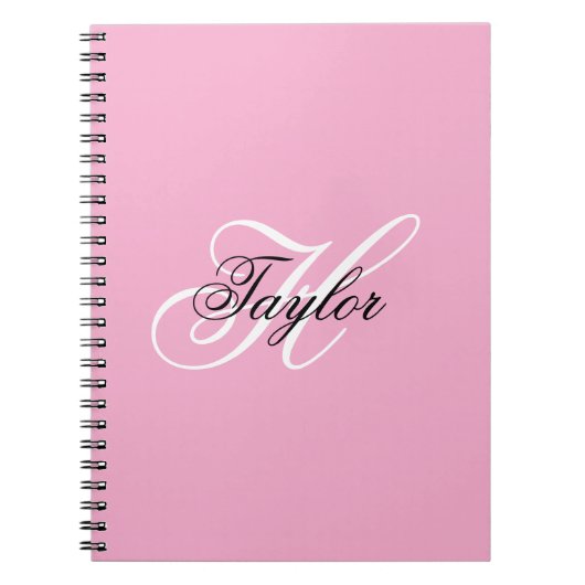 Zwart-wit Fancy Monogram Roze Notitieboek (Voorkant)