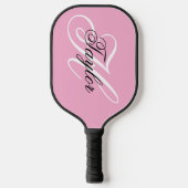 Zwart-wit Fancy Monogram Roze Pickleball Paddle (Voorkant)