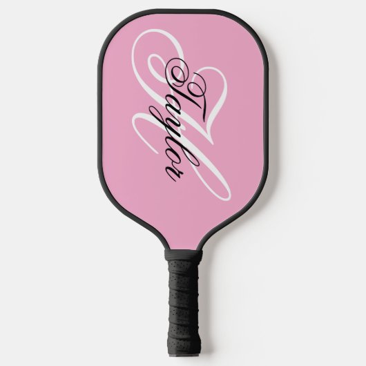 Zwart-wit Fancy Monogram Roze Pickleball Paddle (Voorkant)