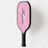 Zwart-wit Fancy Monogram Roze Pickleball Paddle (Links)