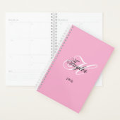 Zwart-wit Fancy Monogram Roze Planner (Display)