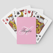 Zwart-wit Fancy Monogram Roze Pokerkaarten (Achterkant)