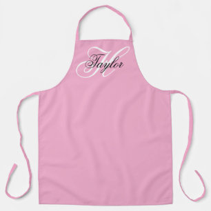 Zwart-wit Fancy Monogram Roze Schort