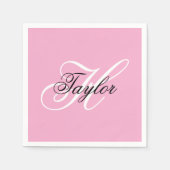 Zwart-wit Fancy Monogram Roze Servet (Voorkant)