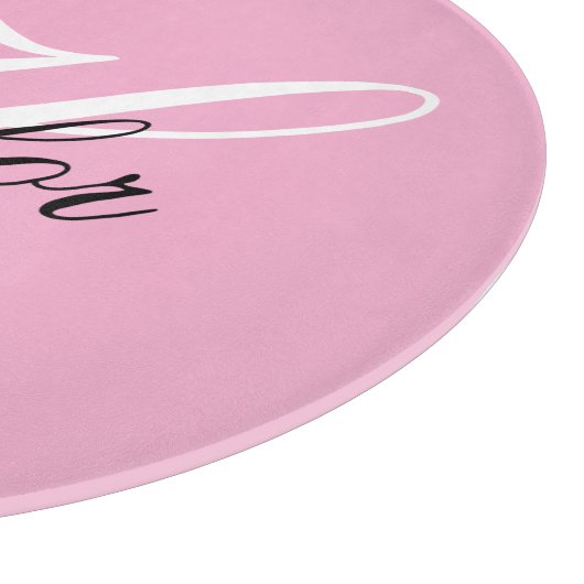 Zwart-wit Fancy Monogram Roze Snijplank (Hoek)