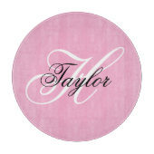 Zwart-wit Fancy Monogram Roze Snijplank (Voorkant)