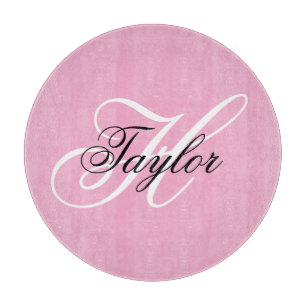 Zwart-wit Fancy Monogram Roze Snijplank