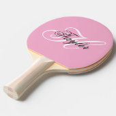 Zwart-wit Fancy Monogram Roze Tafeltennisbatje (Voorkant Gekanteld)