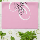 Zwart-wit Fancy Monogram Roze Theedoek (Gevouwen)