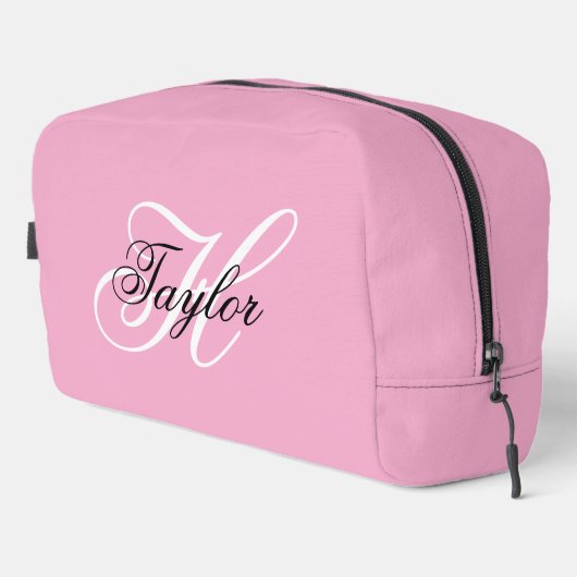 Zwart-wit Fancy Monogram Roze Toilettasje (Rechterhoek)