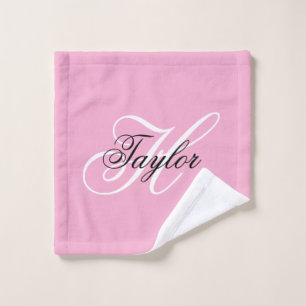 Zwart-wit Fancy Monogram Roze Washandje