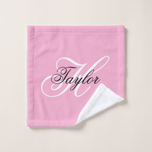 Zwart-wit Fancy Monogram Roze Washandje (Wasdoekje)