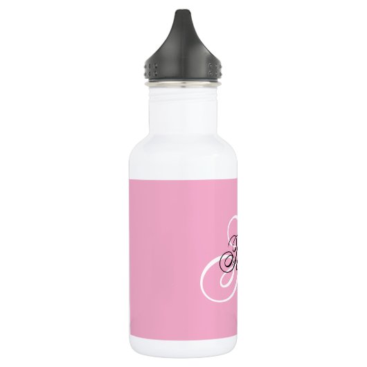 Zwart-wit Fancy Monogram Roze Waterfles (Links)