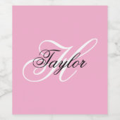 Zwart-wit Fancy Monogram Roze Wijn Etiket (Enkel label)