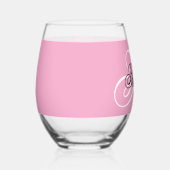Zwart-wit Fancy Monogram Roze Wijnglas Zonder Voet (Rechts)
