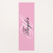 Zwart-wit Fancy Monogram Roze Yogamat (Voorkant)
