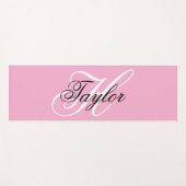 Zwart-wit Fancy Monogram Roze Yogamat (Voorkant (horizontaal))