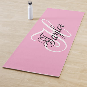 Zwart-wit Fancy Monogram Roze Yogamat