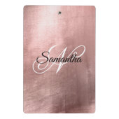 Zwart-wit Fancy monogrammen Roos Gold Foil Mini Klembord (Achterkant)