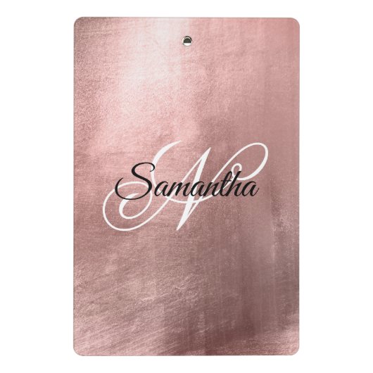 Zwart-wit Fancy monogrammen Roos Gold Foil Mini Klembord (Achterkant)