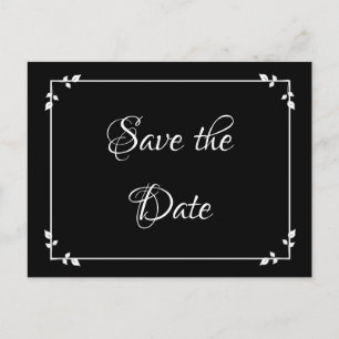 Zwart-wit fancy rand Save the Date Briefkaart