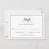 Zwart-wit Fancy Script Wedding RSVP | Foto (Voorkant)