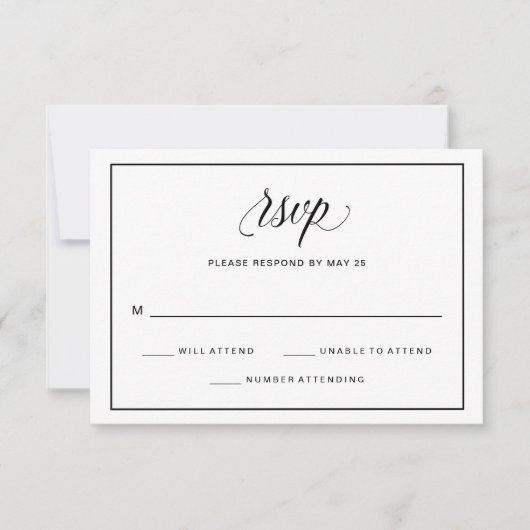 Zwart-wit Fancy Script Wedding RSVP | Foto (Voorkant)