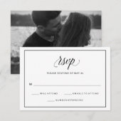 Zwart-wit Fancy Script Wedding RSVP | Foto (Voorkant / Achterkant)