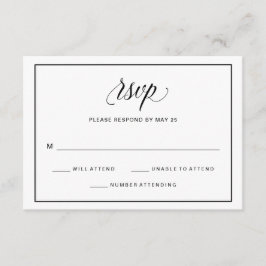 Zwart-wit Fancy Script Wedding RSVP | Foto Kaartje