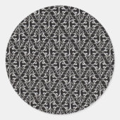 Zwart Wit Fancy Scrolls in Diamond Pattern Ronde Sticker (Voorkant)