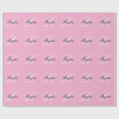 Zwart-Wit Fantasie Monogram Roze Cadeaupapier (Vlak)