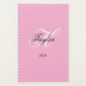 Zwart-Wit Fantasie Monogram Roze Planner (Voorkant)