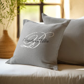 Zwart-Wit Fantasie Schrift Monogram Grijs Kussen