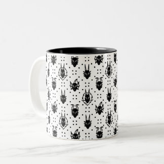 Zwart-wit Fantasy Dragon Diamond Pattern Tweekleurige Koffiemok