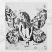 zwart-wit fantasy fee, canadese kunstenaar wijn etiket (Enkel label)