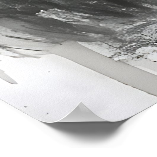 Zwart-wit Fantasy Wolf Mountain Moon Poster (Hoek)