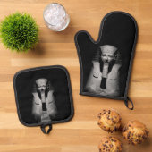 Zwart-wit farao koning ovenwant & pannenlap set (Top down)